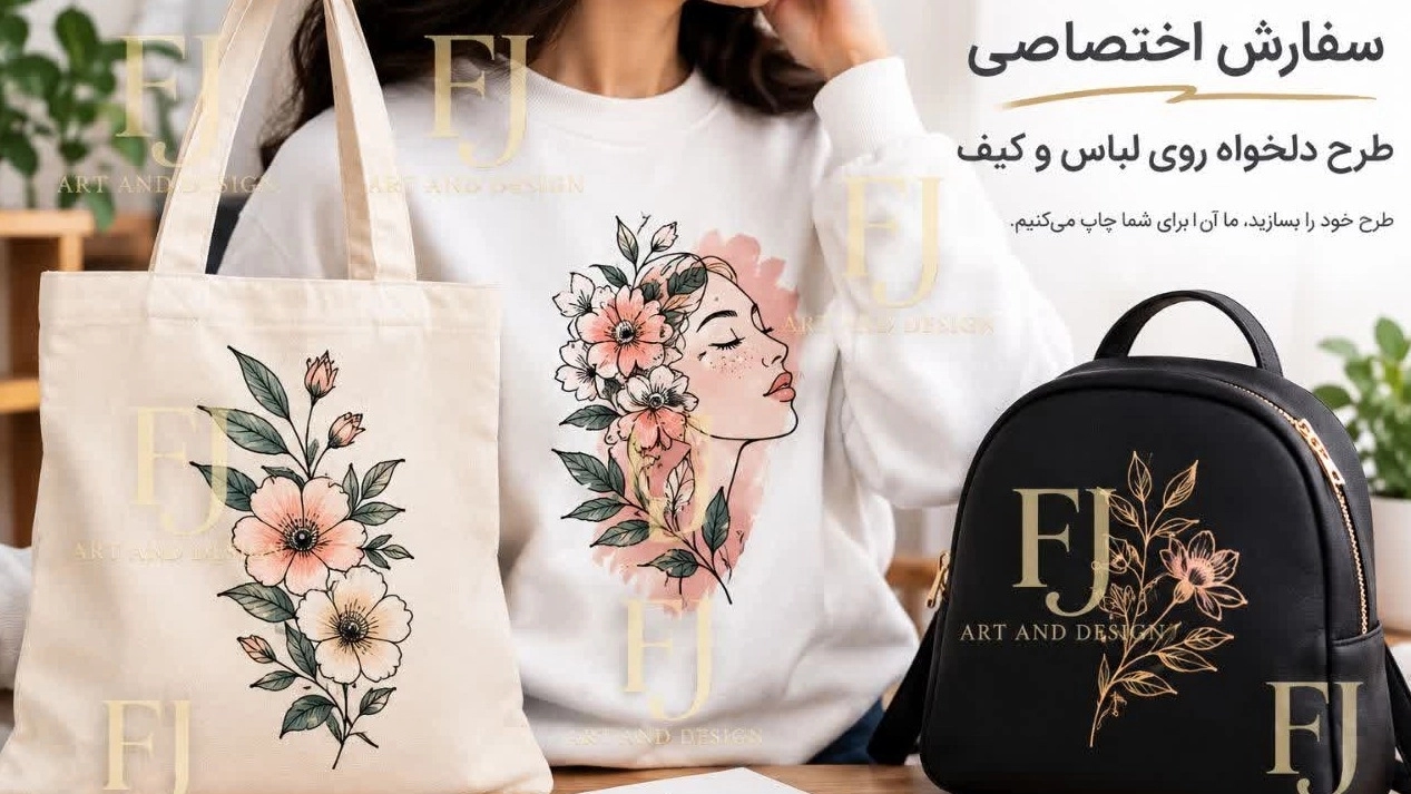 سفارش اختصاصی طرح دلخواه روی لباس و کیف